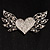 Heart & Wings Clear Crystal Fashion Brooch - view 2