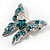 Dazzling Light Blue Crystal Butterfly Brooch - view 3