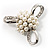 Fancy Simulated Pearl Bow Brooch - view 2