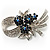 Stunning Bow Corasge Crystal Brooch (Clear&Navy Blue)
