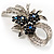 Stunning Bow Corasge Crystal Brooch (Clear&Navy Blue) - view 5