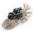 Stunning Bow Corasge Crystal Brooch (Clear&Navy Blue) - view 7