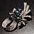 Stunning Bow Corasge Crystal Brooch (Clear&Navy Blue) - view 2