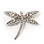 Classic Crystal Dragonfly Brooch (Silver Tone)