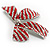 Large Enamel Crystal Bow Brooch (Red) - view 9