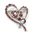 Lilac Crystal Heart Brooch
