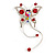 Red Crystal Butterfly With Dangling Tail Brooch - view 3