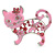 Pink Crystal Enamel Cat Brooch