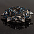 Navy Blue Crystal Wreath Brooch in Silver Tone - 50mm Diameter - view 9
