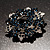 Navy Blue Crystal Wreath Brooch in Silver Tone - 50mm Diameter - view 8