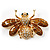 Flying Bee Gold Crystal Brooch