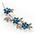 Rhodium Plated Blue Diamante Flower Bouquet Brooch - view 3