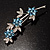 Rhodium Plated Blue Diamante Flower Bouquet Brooch - view 10