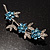 Rhodium Plated Blue Diamante Flower Bouquet Brooch - view 4