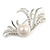 Rhodium Plated Delicate Faux Pearl Fashion Brooch - view 2