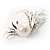 Rhodium Plated Delicate Faux Pearl Fashion Brooch - view 4
