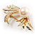 Gold Plated Delicate Faux Pearl Fashion Brooch - view 9