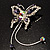 Purple Crystal Butterfly With Dangling Tail Brooch - view 4