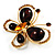 Brown Resin Stone, Citrine Crystal Butterfly Brooch In Gold Tone Metal - view 5