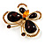 Brown Resin Stone, Citrine Crystal Butterfly Brooch In Gold Tone Metal - view 3