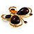 Brown Resin Stone, Citrine Crystal Butterfly Brooch In Gold Tone Metal - view 6