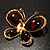 Brown Resin Stone, Citrine Crystal Butterfly Brooch In Gold Tone Metal - view 7
