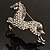 Clear Crystal Galloping Horse Brooch (Silver Tone) - view 8