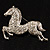 Clear Crystal Galloping Horse Brooch (Silver Tone) - view 7