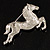 Clear Crystal Galloping Horse Brooch (Silver Tone) - view 11
