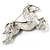 Clear Crystal Galloping Horse Brooch (Silver Tone) - view 4