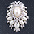Oversized Vintage Corsage Faux Pearl Brooch (Light Cream) - 75mm Tall - view 3