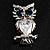 Stunning CZ Owl Brooch (Silver Tone) - view 2