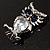 Stunning CZ Owl Brooch (Silver Tone) - view 5
