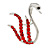 Red Crystal Swan Brooch (Silver Tone)