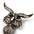 Charming Marcasite Crystal Owl Brooch - view 3
