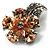 Tiny Champagne CZ Flower Pin Brooch - view 2