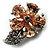 Tiny Champagne CZ Flower Pin Brooch - view 3