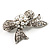 Small Crystal Faux Pearl Bow Brooch - view 8
