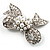Small Crystal Faux Pearl Bow Brooch - view 3