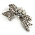 Small Crystal Faux Pearl Bow Brooch - view 7