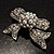 Small Crystal Faux Pearl Bow Brooch - view 5