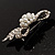 Small Crystal Faux Pearl Bow Brooch - view 6