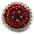 Hot Red Crystal Corsage Brooch (Silver Tone)