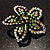 Five Petal Diamante Floral Brooch (Black&Olive Green) - view 2