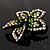 Five Petal Diamante Floral Brooch (Black&Olive Green) - view 6