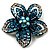 Five Petal Diamante Floral Brooch (Black&Blue) - view 7