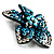 Five Petal Diamante Floral Brooch (Black&Blue) - view 4