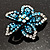 Five Petal Diamante Floral Brooch (Black&Blue) - view 5