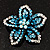Five Petal Diamante Floral Brooch (Black&Blue) - view 2