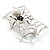 Silver Tone Spider And Web Diamante Brooch - view 6